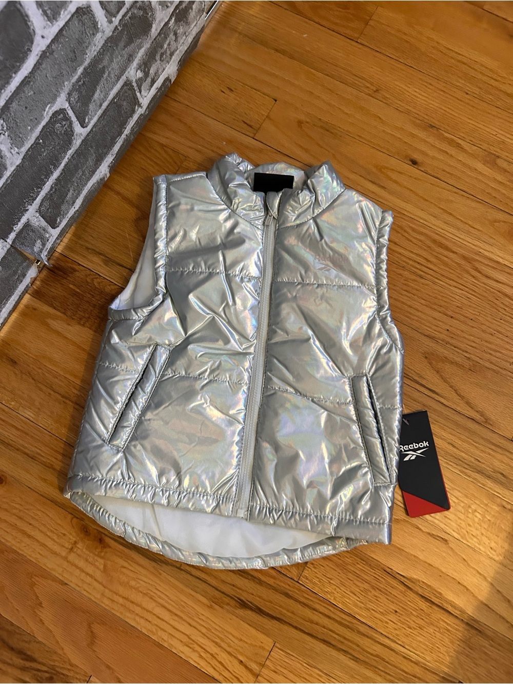 Reebok Kids Iridescent Silver Puffer Vest